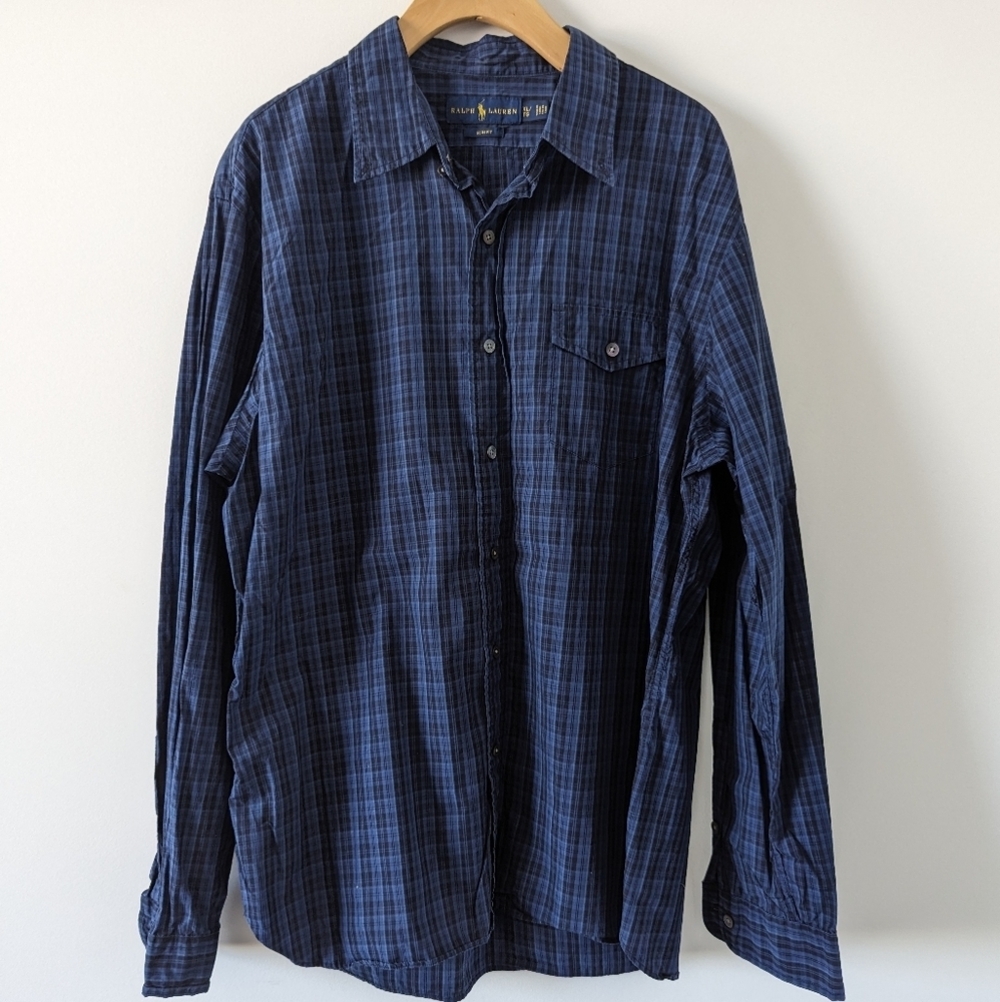 Ralph Lauren Men's Slim Fit Plaid Casual Shirt - Size XL